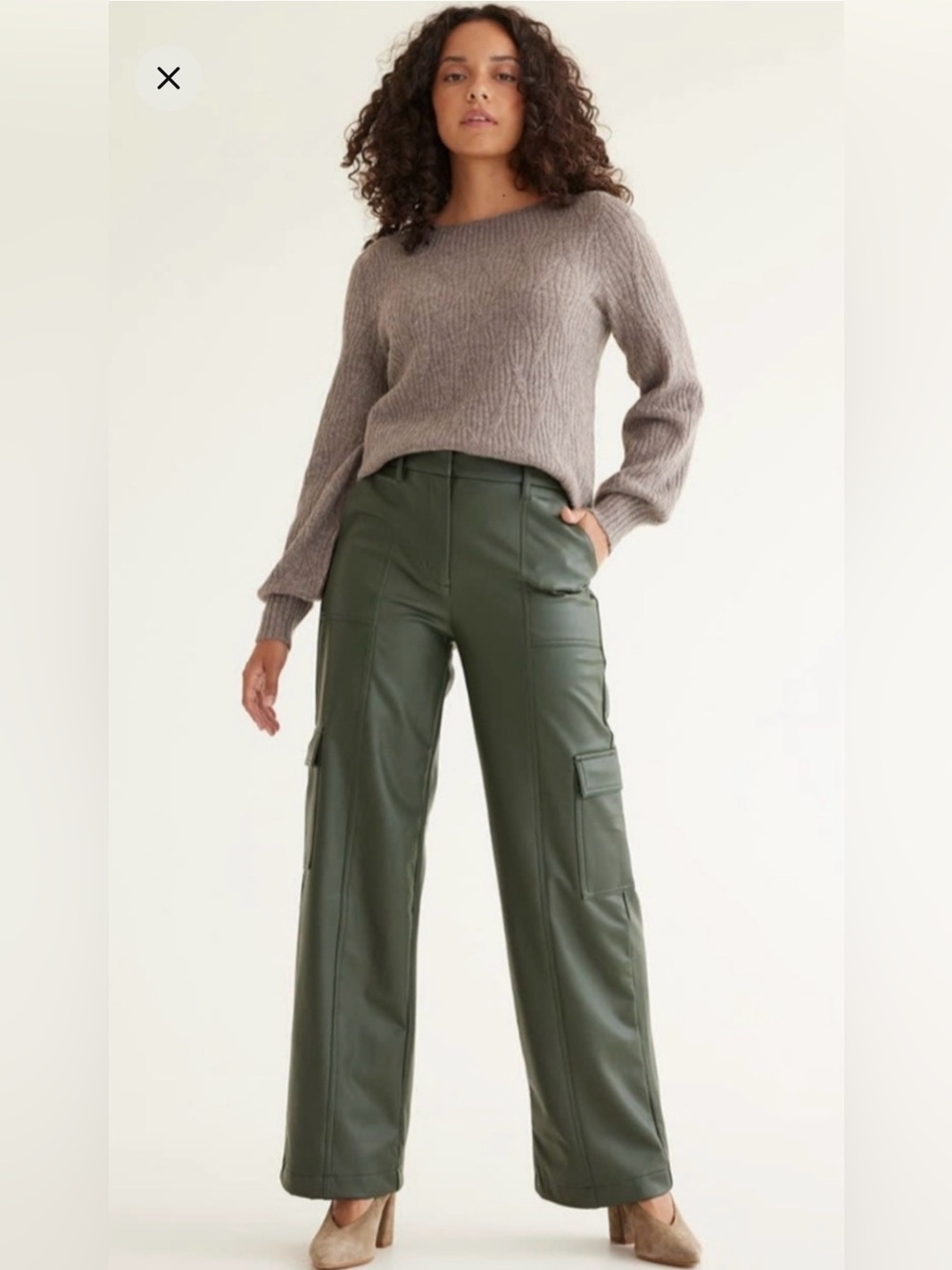 Reitmans Black Faux Leather Cargo Pants - Picture 6 of 6